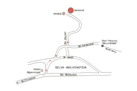 Map showing the Neuhaushof in selva - Daunëi